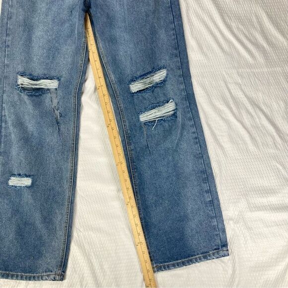 Pretty Little Thing Jeans Women 4 Blue Distress Boyfriend Straight Leg Denim NEW - Picture 14 of 16